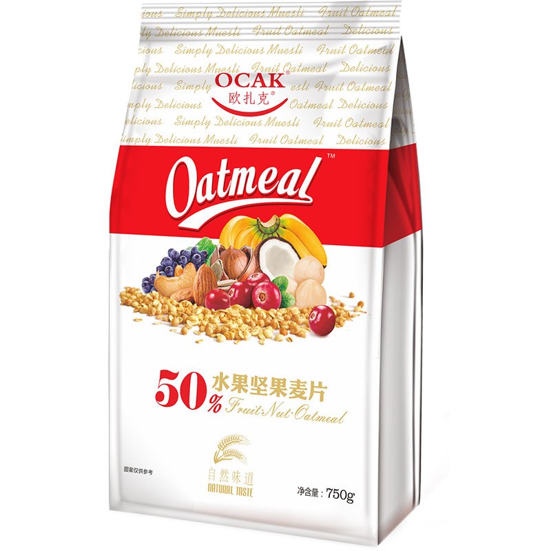 欧扎克(OCAK)50%水果坚果麦片即食袋装营养孕妇早餐冲饮燕麦片750g