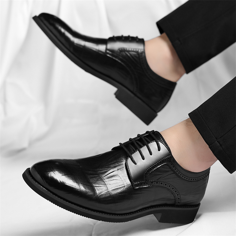 迪罗尼卡37码皮鞋男软皮商务正装休闲男士加绒保暖结婚大码工作鞋高清大图