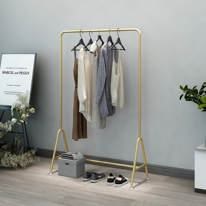 晾衣架落地阳台晒衣杆卧室内衣帽架简易单杆式家用凉晒挂衣服架子高端