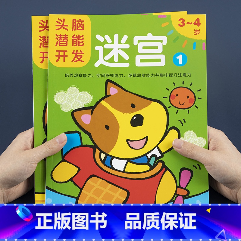 3-4岁【头脑潜能开发迷宫书】2本 【正版】儿童头脑潜能开发走迷宫书3-4岁全2册智力视觉游戏书儿童迷宫益智书宝宝趣味走
