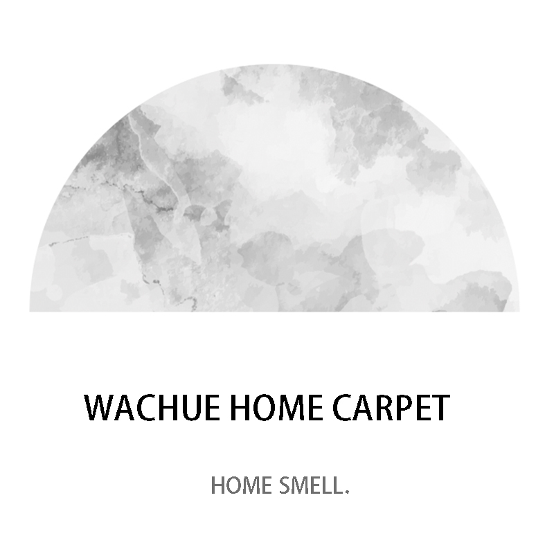 家柏饰(CORATED)半圆形地毯北欧入户厅地垫素色简约客厅卧室床边地毯扇形地毯垫 水墨 100X200CM