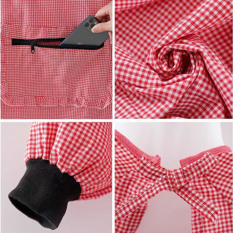 冬季防油护衣长袖包身厨房围裙家居工作两用口袋围裙男女时尚通用清洁