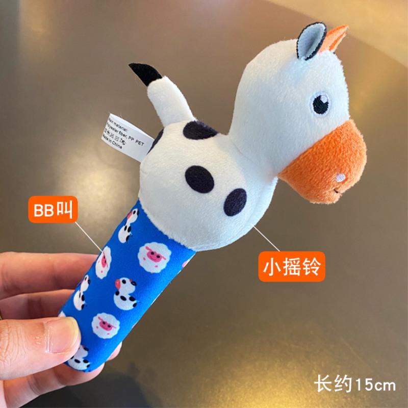 婴儿立体动物手摇铃 宝宝软布艺手抓握辨声追视响纸安抚玩具0-1岁高清大图
