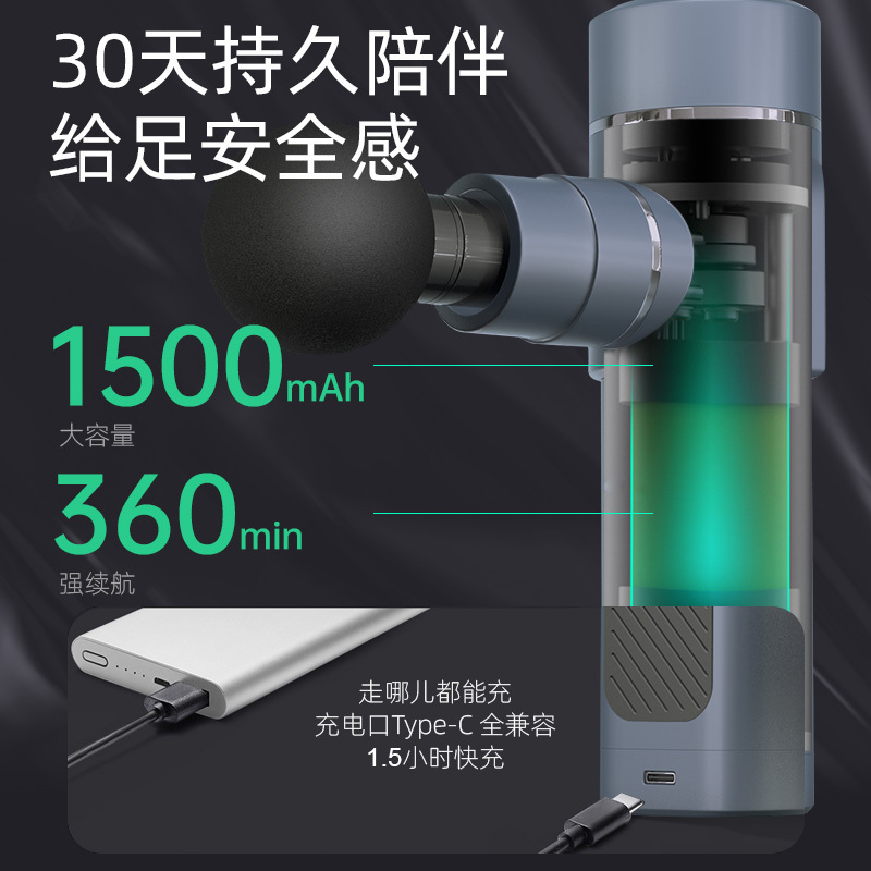 筋膜枪电动按摩仪腰部腿部颈部颈椎放松器深层放松迷你筋膜枪肌肉按摩器带4个按摩头