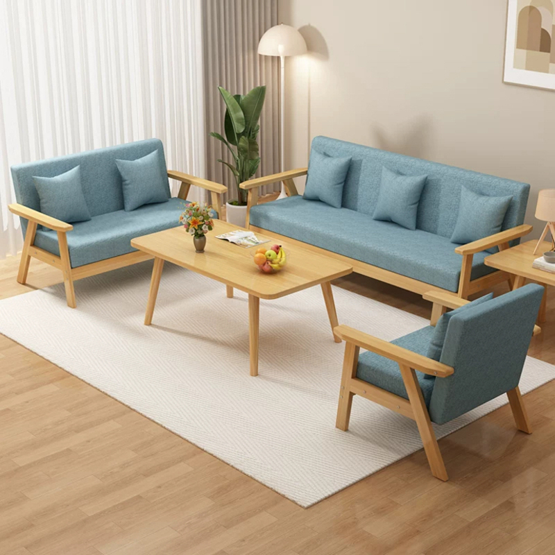 布欧格沙发小户型客厅三人出租房 水洗蓝【升级清漆款+可拆洗】 单人位【长64CM+宽62CM】+送1抱枕