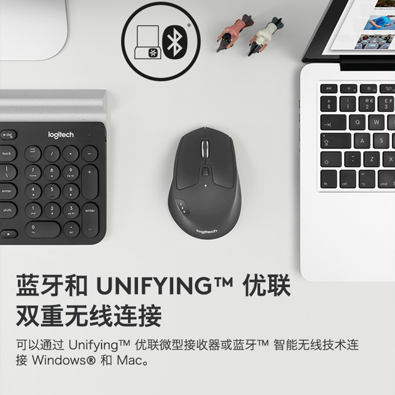 罗技(Logitech)M720无线蓝牙鼠标 办公鼠标 蓝牙优联双模无线鼠标无线蓝牙鼠标 办公鼠标 蓝牙优联双模 黑色