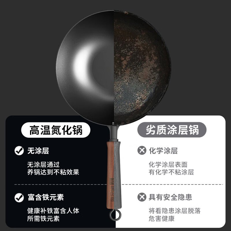 康巴赫铁锅无涂层炒锅大容量家用炒菜锅32cm电磁炉燃气灶通用 KGX-C32T高清大图