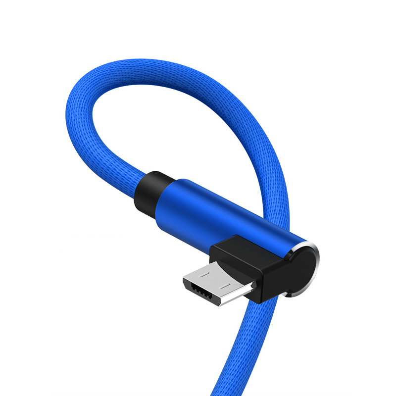 纽曼(Newmine)MicroUSB 安卓数据线 电源线双弯头游戏L型快充充电线 蓝 华为/小米/三星/魅族等安卓手机