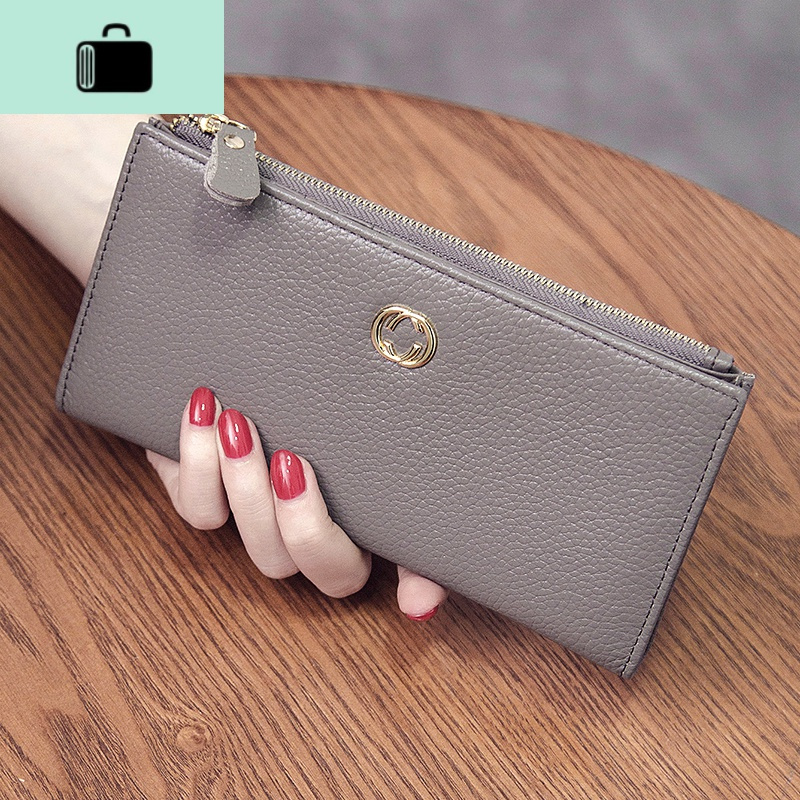 2020新款韩版简约超薄头层牛皮女士长款钱包女皮多卡位软皮钱夹new