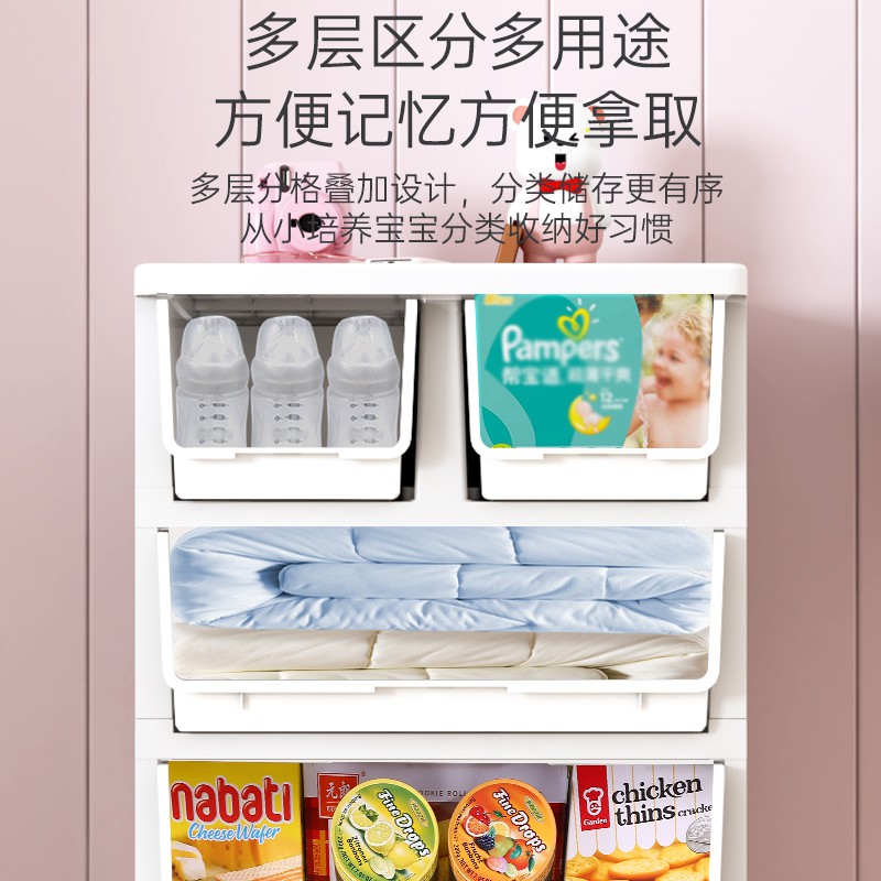 儿童玩具收纳架抽屉式收纳柜子绘本书架多层分类宝宝储物柜箱置物收纳柜 三维工匠高清大图