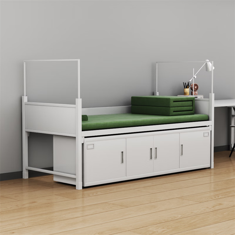 富路达加厚单人床钢制宿舍士官铁床加厚内务单人床带床下柜 13款高清大图