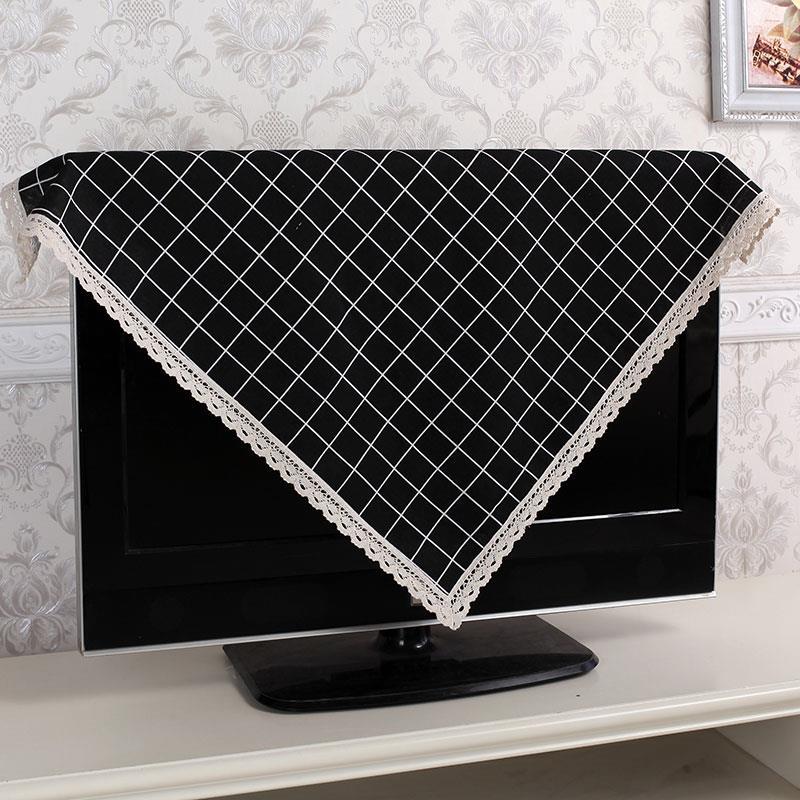 灰色灰方格 25-27寸(70*70cm) 挂式液晶55英寸电视机罩防尘布50曲面盖巾布艺65寸欧式电视机套