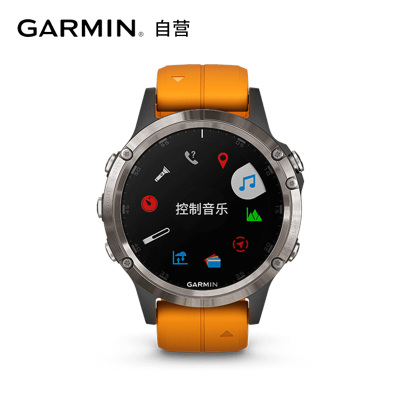 佳明GARMIN飞耐时5Plus心率音乐NFC高尔夫GPS户外运动导航功能手表防水深度值100m(闪耀橘蓝宝石镜面)