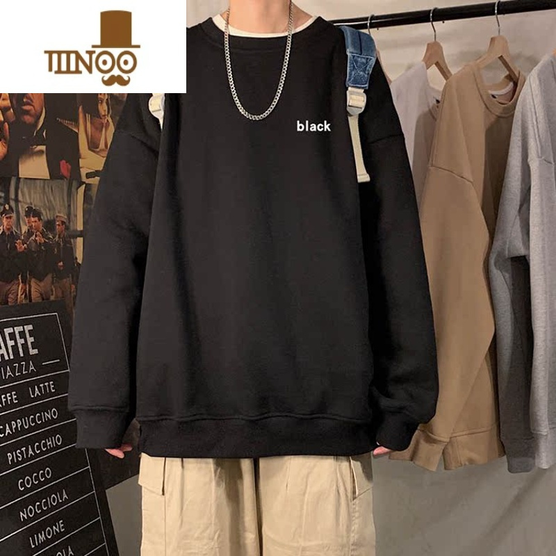 YANXU棉无帽卫衣男韩版宽松休闲潮牌外套港风冬加绒加厚上衣