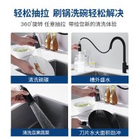 SEREN HOME赛恩卫浴厨房水龙头洗菜盆水槽冷热水抽拉龙头黄铜主体多功能旋转刮洗冲洗龙头