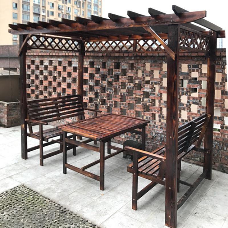 森美人防腐木葡萄架户外庭院家具阳台花园休闲桌椅爬藤花架别墅木屋