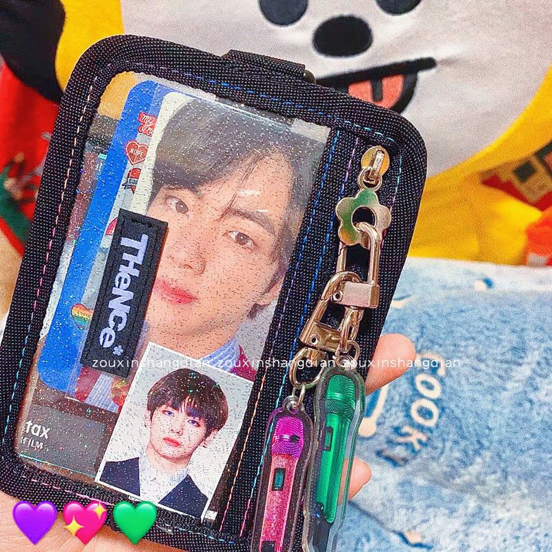 追星女孩! 韩国ins风可爱少女心透明闪粉卡套学生公交卡套证件套 闪粉卡套