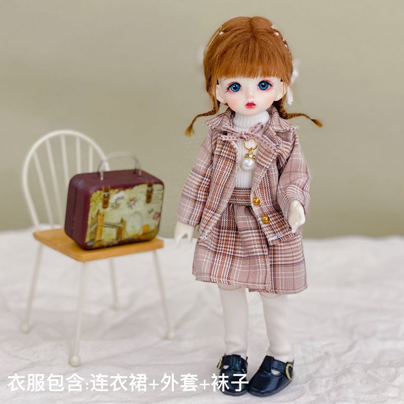 新款6分bjd娃娃衣服jk制服连衣裙30厘米芭比娃娃可爱套装换装裙子 CC1[6分娃衣] 只卖衣服(没有娃娃和鞋子)