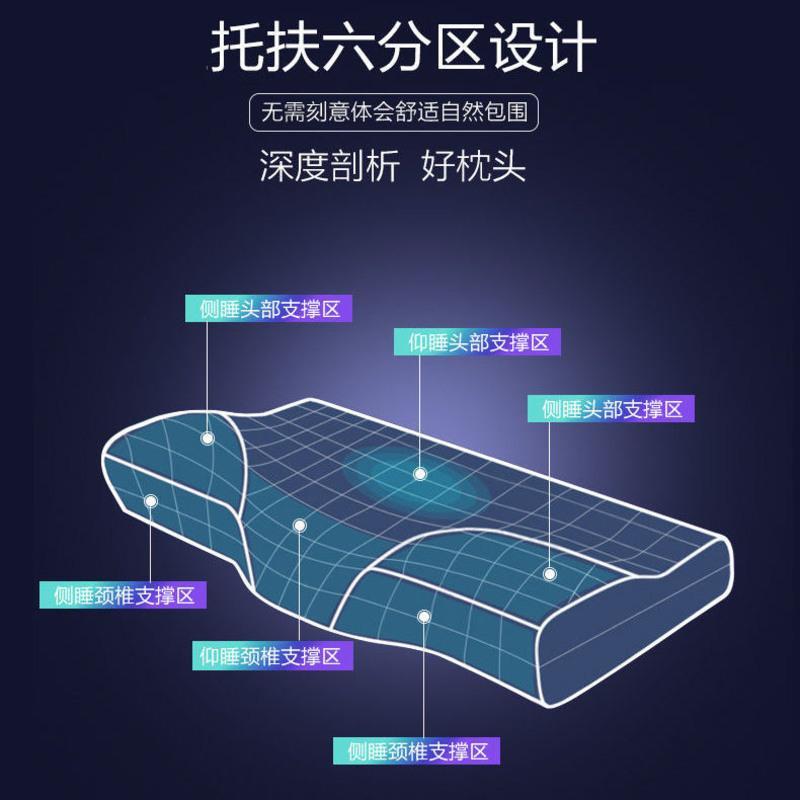 [波浪护颈枕]针织棉枕套+枕芯 颈椎枕保健枕记忆棉枕头慢回弹单人护颈椎枕芯加枕套成人学生家用