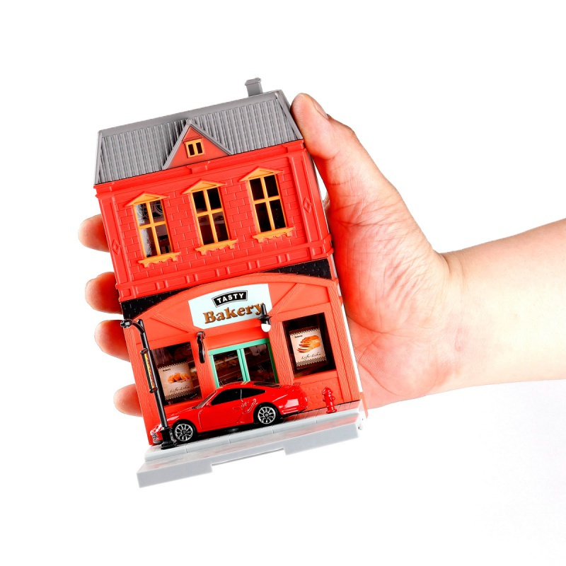 仿真164合金汽车模玩具车欧洲小镇小屋别墅建筑场景搭建模型房子