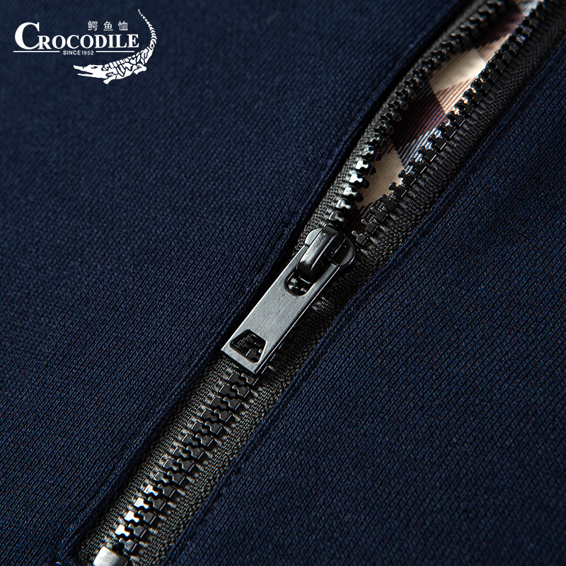 鳄鱼恤CROCODILE 长袖卫衣POLO衫男士秋冬翻领套头外穿半拉链纯棉T恤高清大图