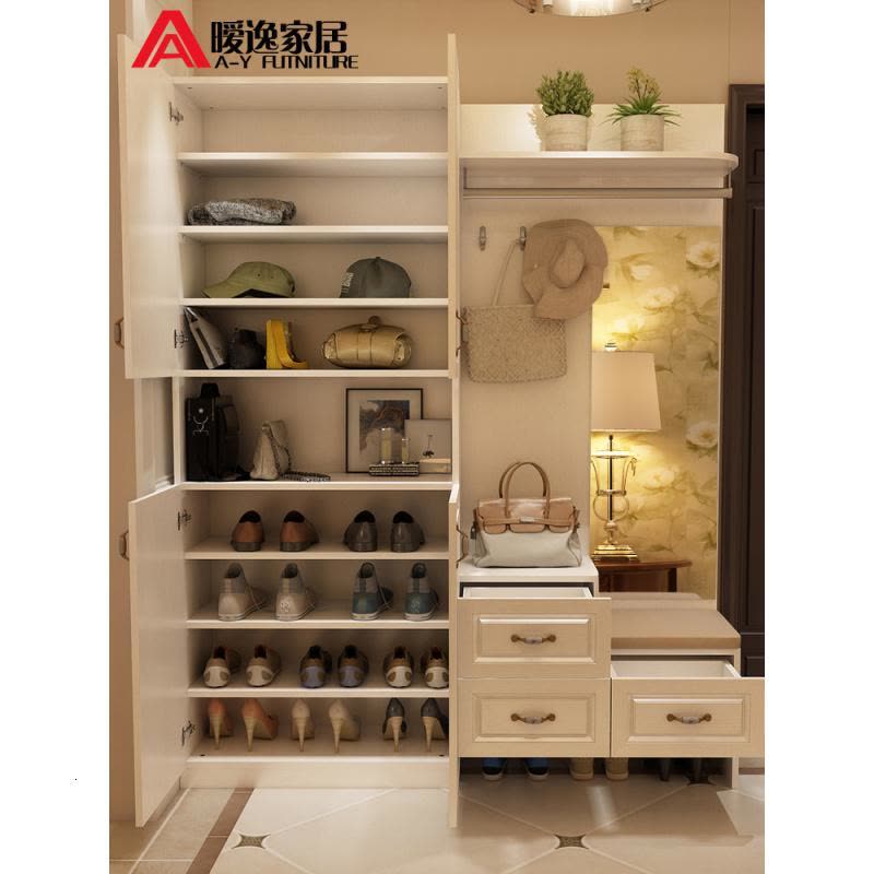 森美人鞋柜简约现代厅柜多功能玄关柜客厅隔断柜进衣帽组合带换鞋凳图片
