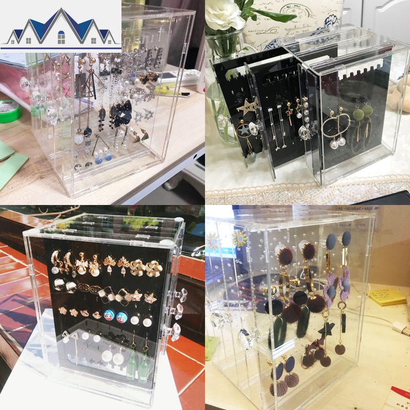 亚克力耳环盒子透明耳钉首饰塑料整理收纳盒防尘挂饰品展示架 三维工匠高清大图