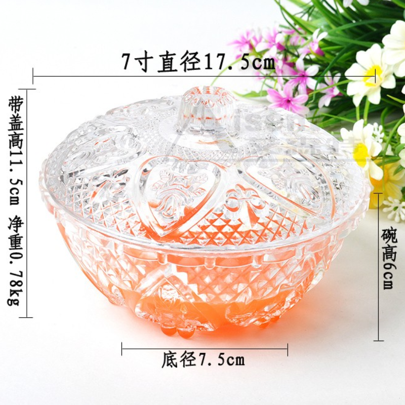 美帮汇水晶玻璃创意水果盘时尚调料盅婚庆茶几糖果盘带盖果蔬盘子高清大图