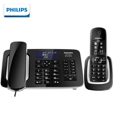飞利浦(PHILIPS)录音电话无绳电话机座机 无线座机子母机 办公家用 DCTG492+(黑色)
