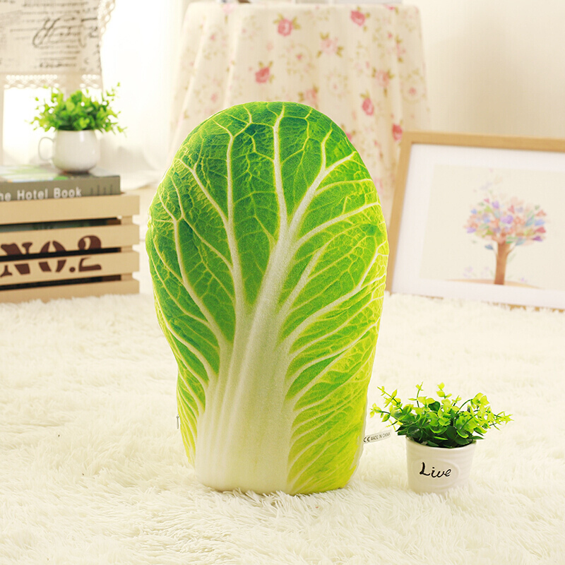 创意仿真蔬菜大白菜抱枕3D毛绒趴睡枕食物办公室午休棉靠背腰靠垫青苹果见描述