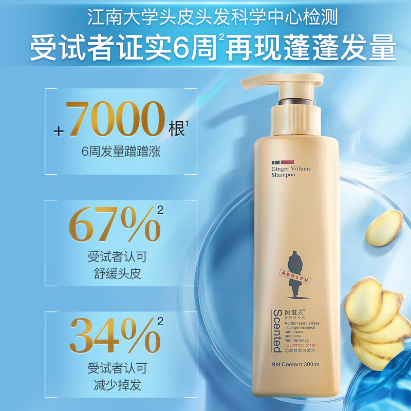 阿道夫防脱育发洗发水300g*3瓶高清大图