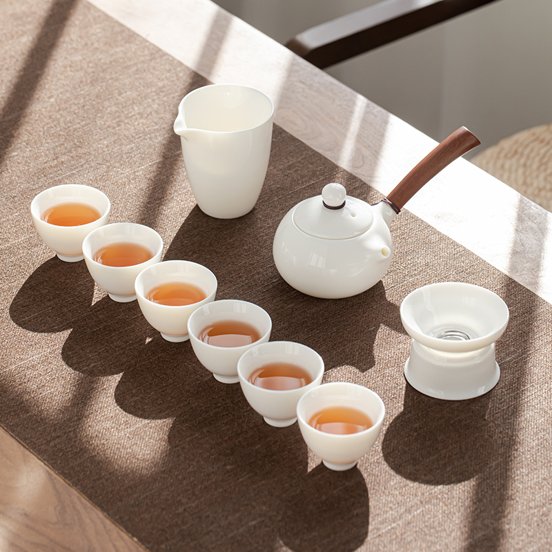 苏氏陶瓷(SUSHI CERAMICS)羊脂玉手柄功夫茶具套装德化中国白茶具礼盒