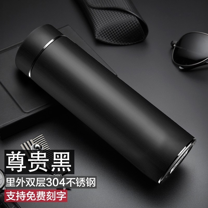 家柏饰(CORATED)保温杯男女学生便携家用不锈钢水杯子户外大容量商务茶杯定制logo 卓越白两件套高清大图