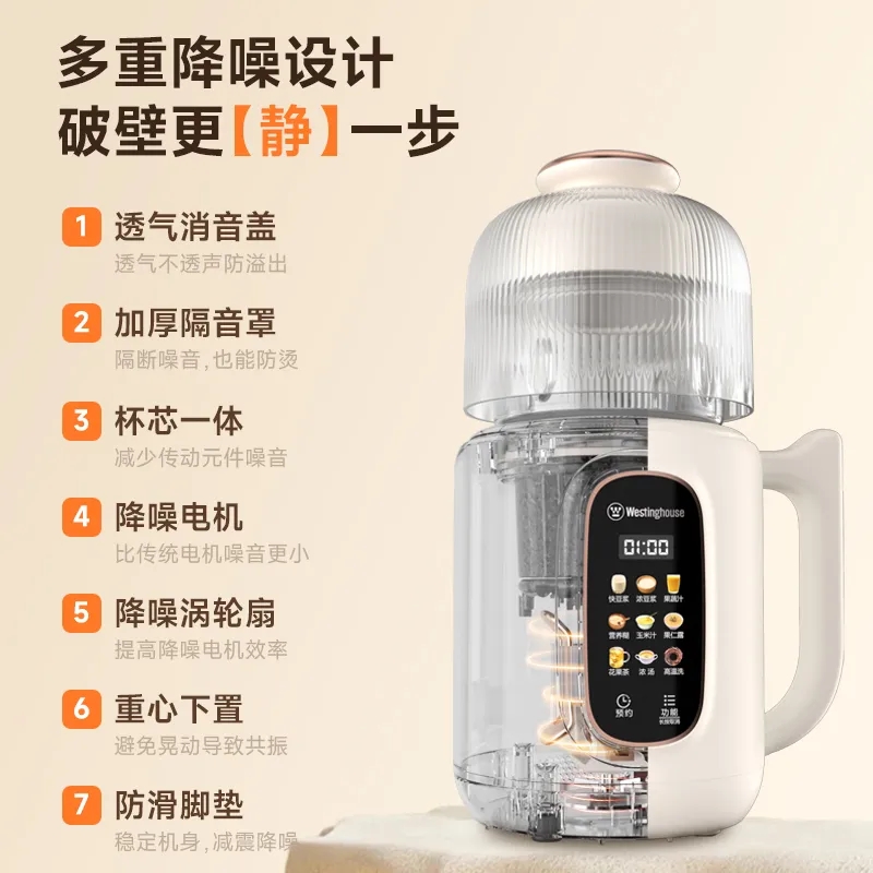 西屋不锈钢破壁机豆浆机J50家用全自动免过滤小型多功能辅食机1000ml高清大图