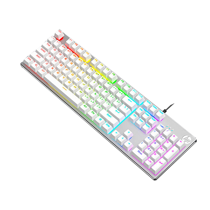 hp惠普k500f白机械手感有线键盘台式电脑笔记本外接办公电竞游戏赛博