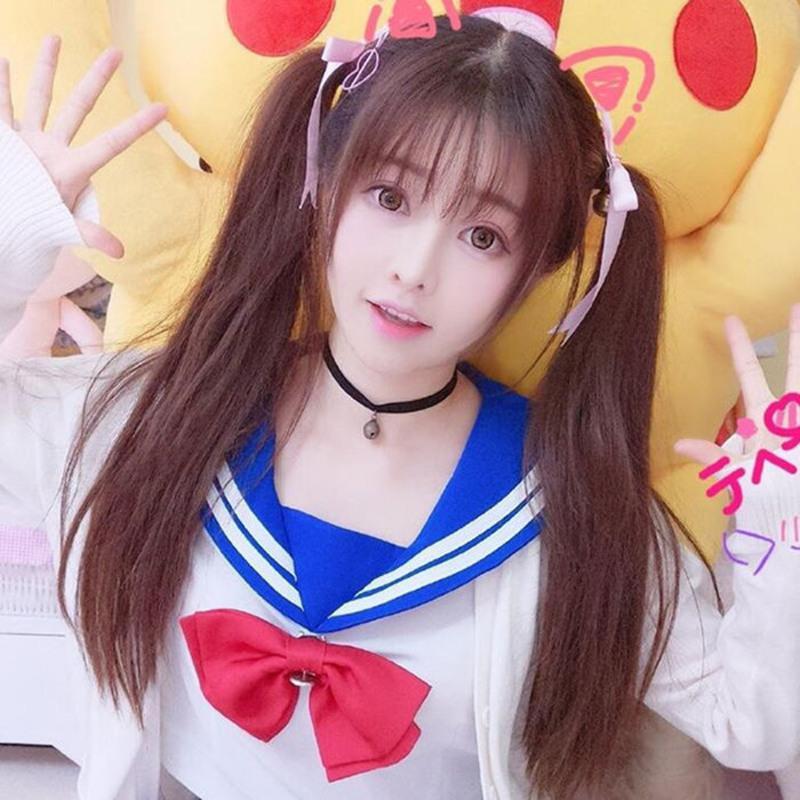 双马尾假女绑带式日系长直捆绑式可爱萝莉cos假双马尾辫子