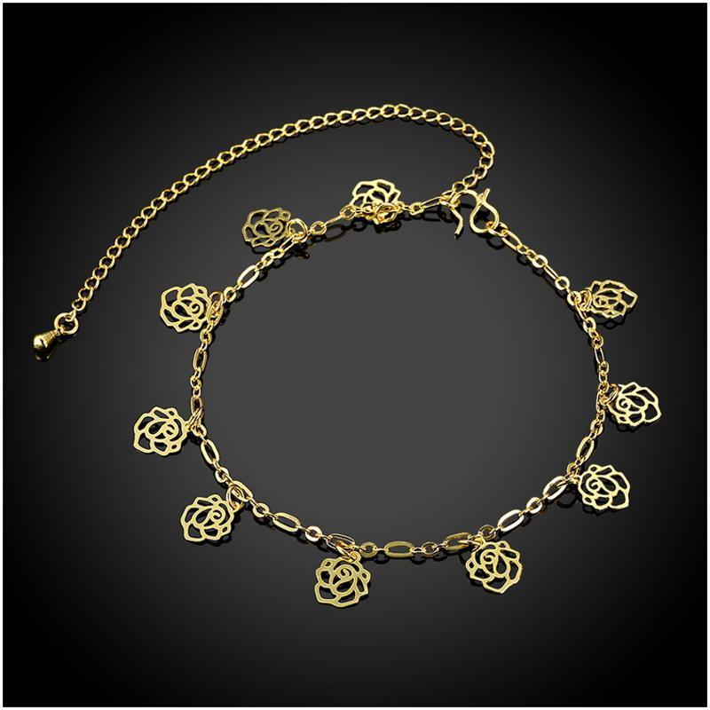 A064-A Women 18K yellow gold anklet jewelry 镀黄金色女脚链潮