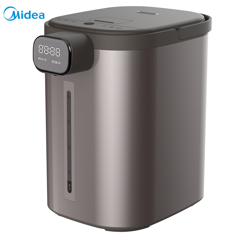 美的(Midea)电热水瓶5L家用电热水壶一键除氯多段温控双层防烫食品级304不锈钢开水壶烧水壶 布朗棕