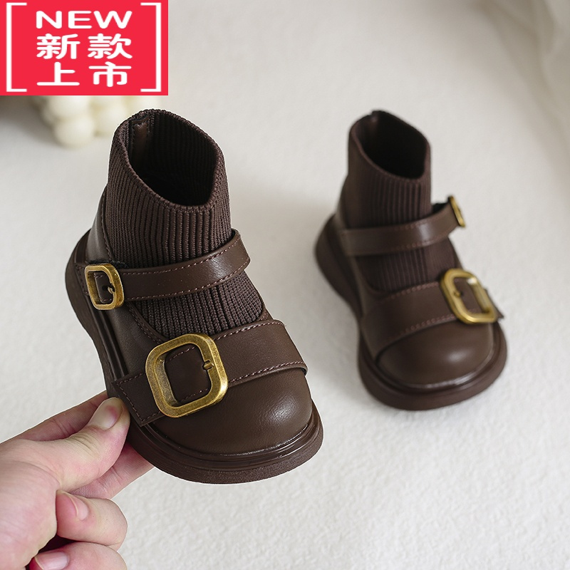 可莉允女宝宝袜子鞋春秋婴儿软底学步鞋0一3岁公主鞋短靴加绒小女童靴子