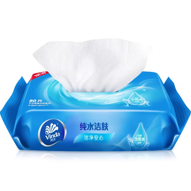 维达纯水湿巾80片私处湿巾纸大包装特价卫生湿巾家庭实惠装湿纸巾高清大图