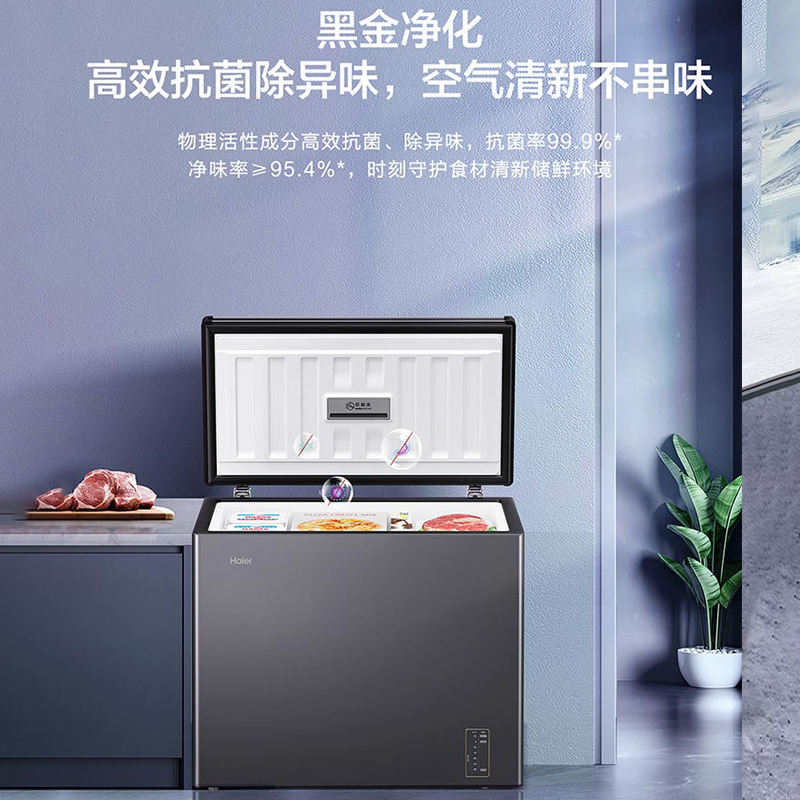 海尔(Haier)200升 家用卧式冰柜 冷柜 小冰箱 风冷无霜 一级能效 BC/BD-200WGHESM高清大图