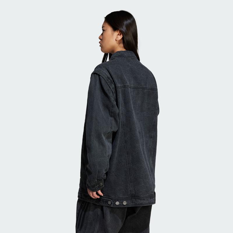 阿迪达斯(adidas)adidas复古风两件套牛仔夹克可拆卸袖子环保再生高清大图