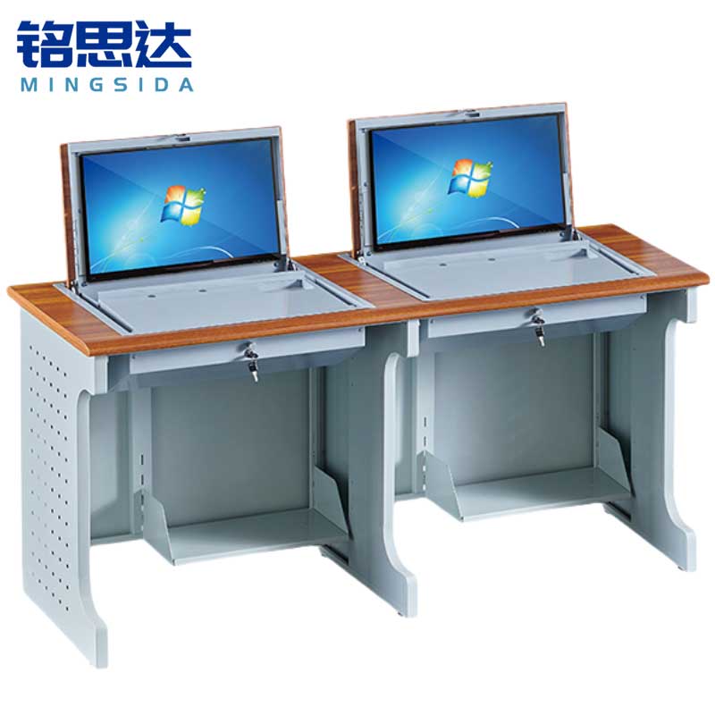 铭思达翻转电脑桌双人位张高清大图