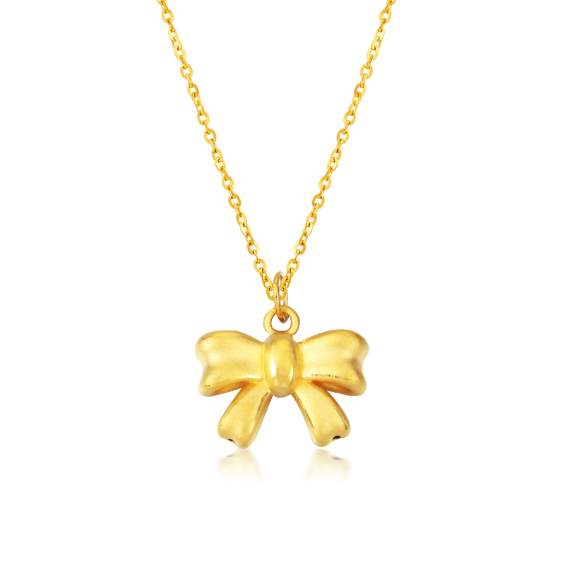 新金珠宝足金蝴蝶结吊坠在逃公主黄金挂坠俏皮可爱1042