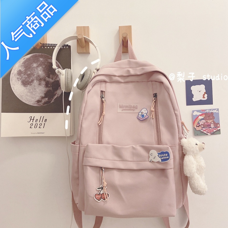 封后高中生书包女大学生ins日系韩版原宿ulzzang简约双肩包电脑背包学生书包