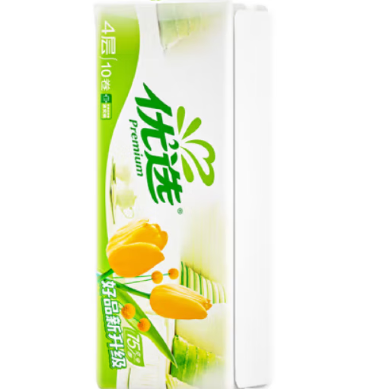LR910(提装)优选郁金香系列75克10粒装四层无芯卫生纸(橙花)单提(5件起订)高清大图