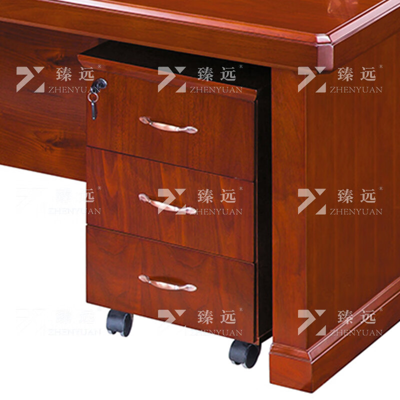 臻远ZY051118油漆家具老板桌大班台办公桌主管经理桌含副柜 2米