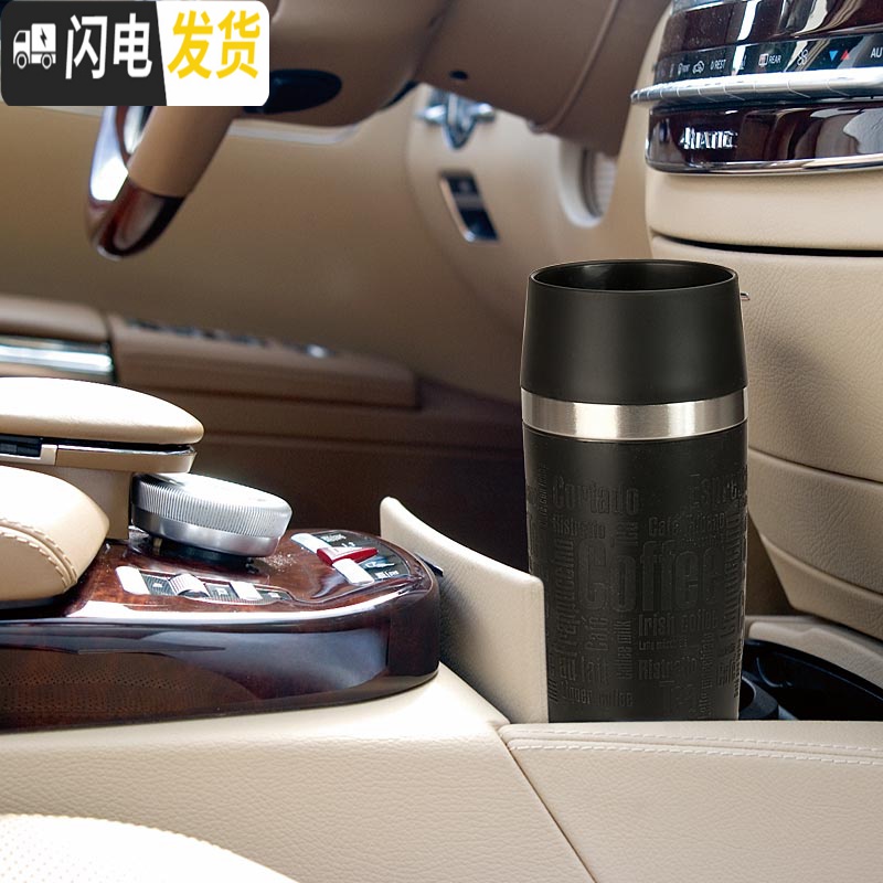 三维工匠车载运动保温杯男不锈钢咖啡男士泡茶旅行商务户外便携杯 360黑色高清大图