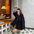 双面羊毛大衣小个子气质休闲气质慵懒网红百搭秋冬短款宽松双面呢 M 碳黑色