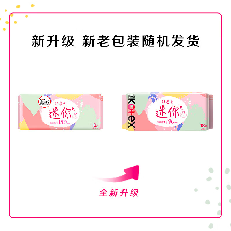 高洁丝(Kotex)少女肌190mm18片超薄绵柔迷你护翼型护垫卫生巾高清大图